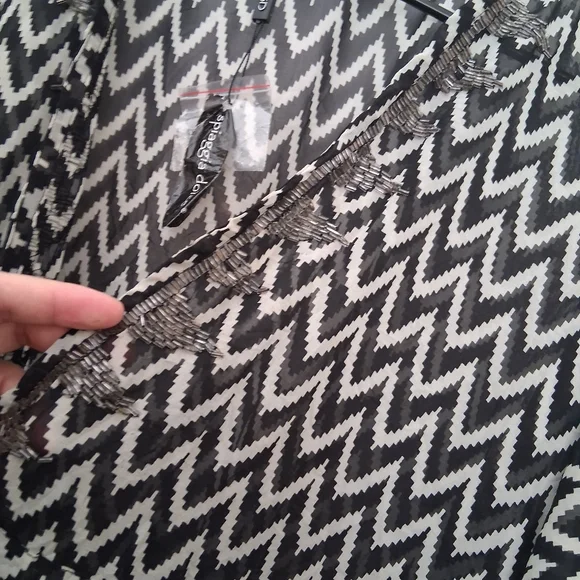 SPIAGGA DOLCE Black and White Zigzag Kimono Size 1X Tall - Picture 5 of 13